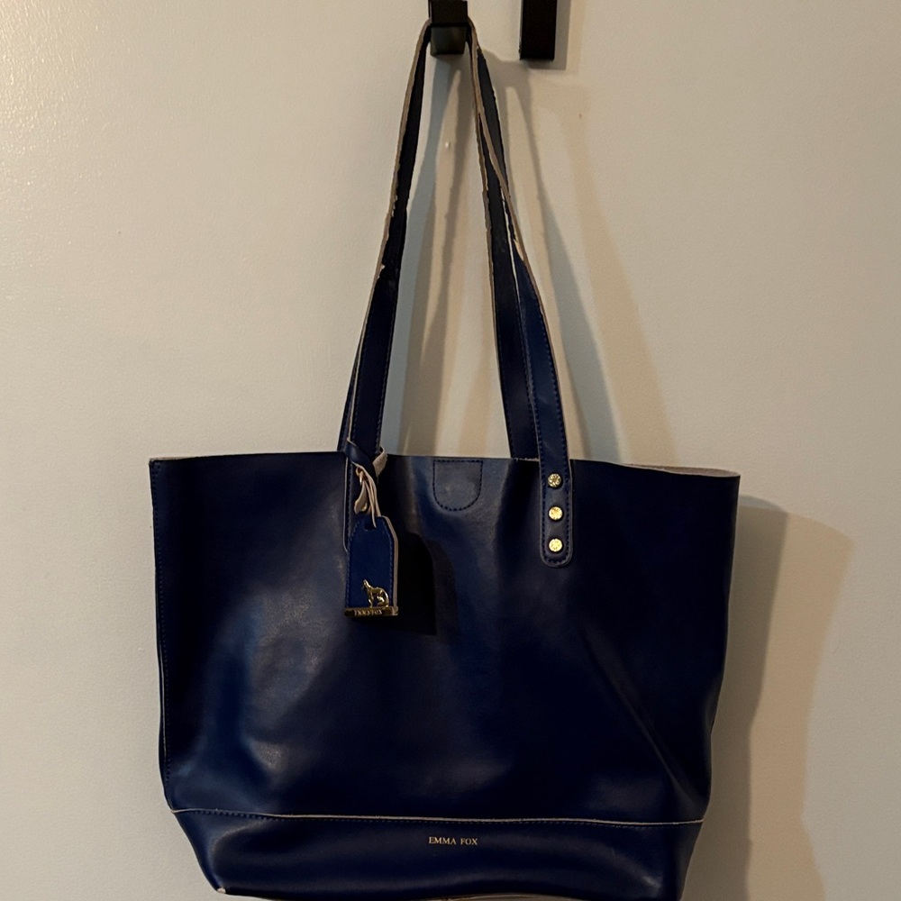 Emma Fox Navy Leather Tote